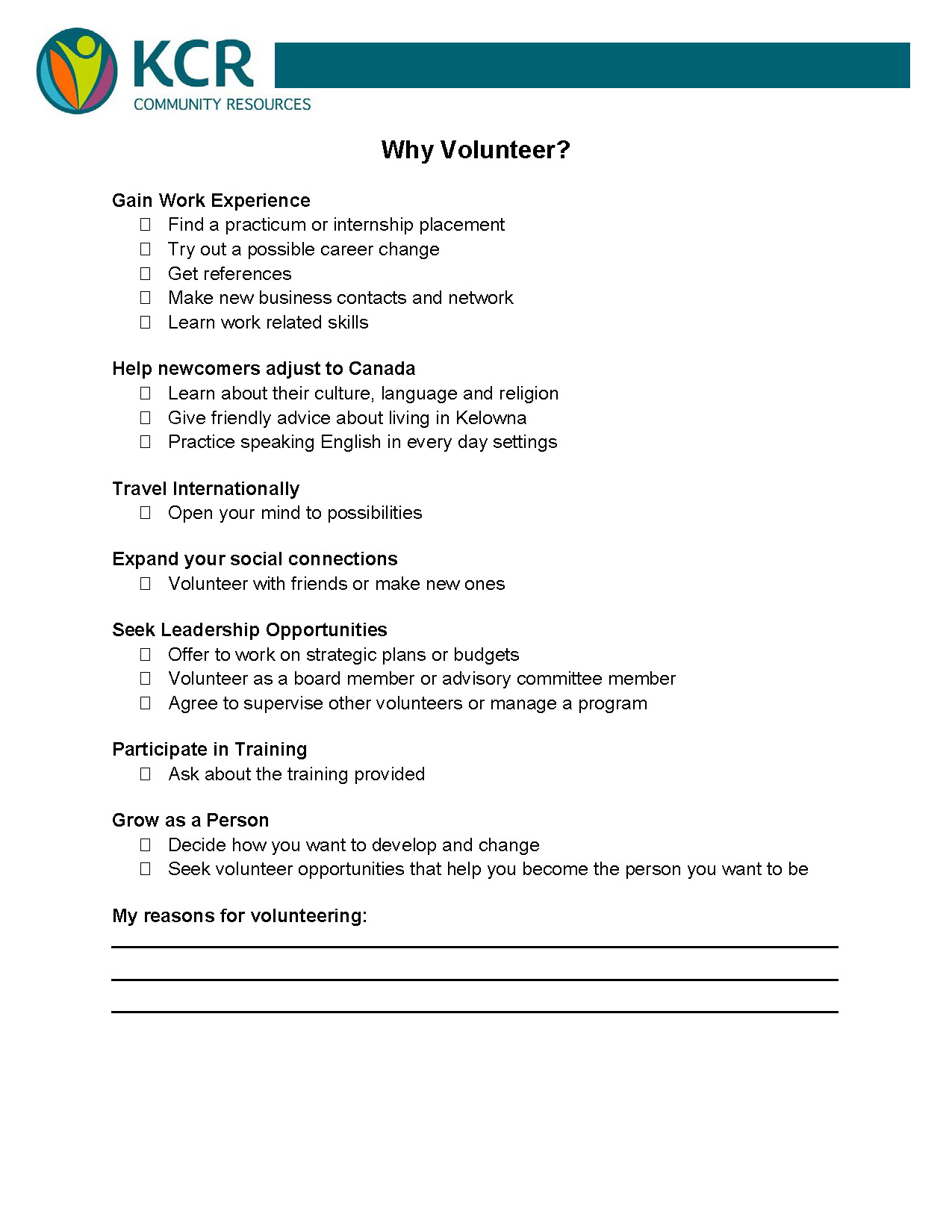 Why Volunteer