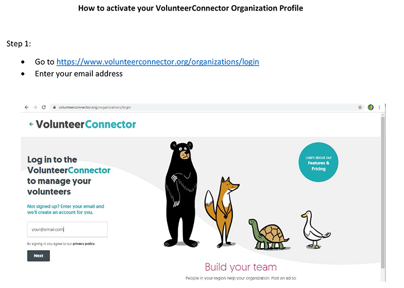 VolunteerConnector - Organization Profile - Setup Instructions