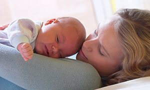 Mother holding baby